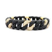 ROBERTO DEMEGLIO Matte Black Ceramic and 18K Yellow Gold Groumette Diamond Stretch Bracelet